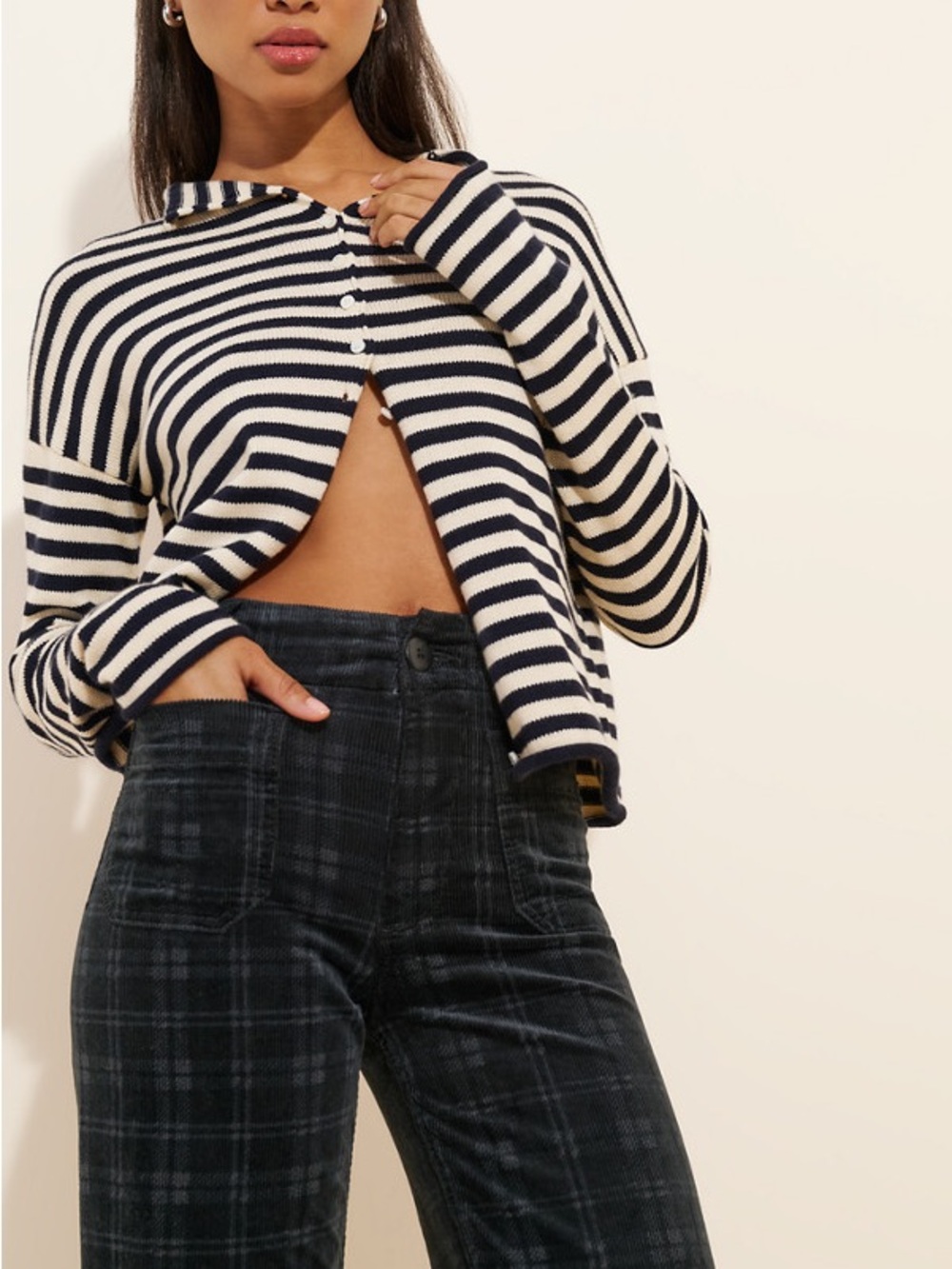 Maeve The Colette Cropped Wide-Leg Pants Plaid Corduroy Edition 26 - Picture 2 of 8